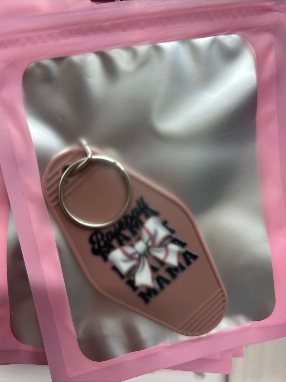 Bow Momma Keychain - Mauve Pink
